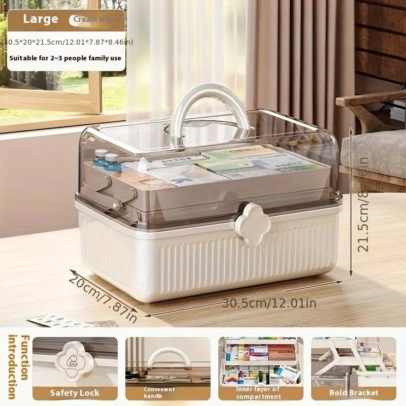 Smart Flip-top Medicine Box Visual Window Multi-layers Easy-carry