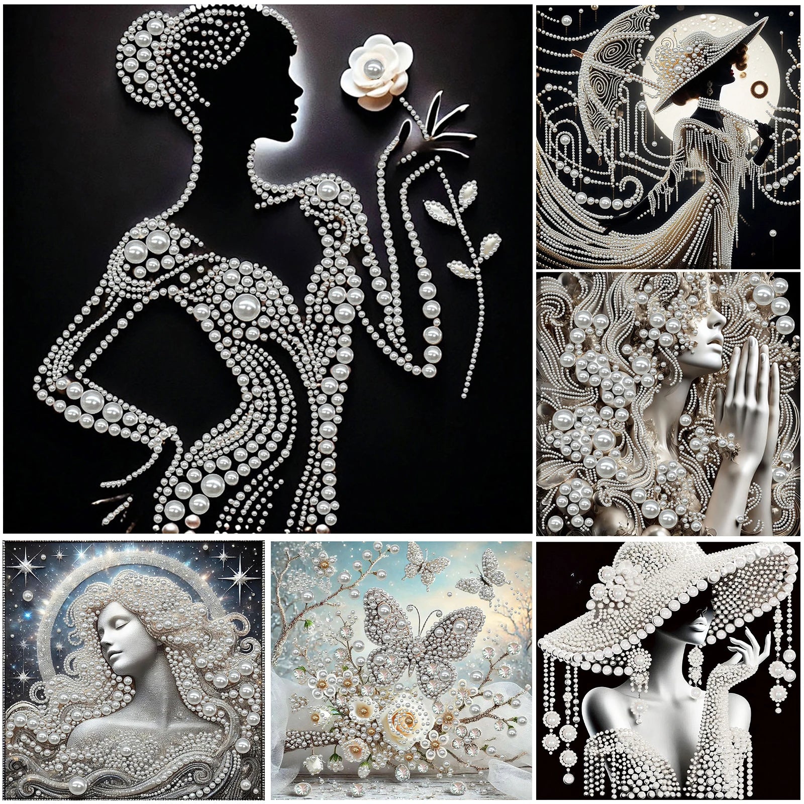 DIY Ladies Pearl Diamond Painting Gem Art 30x30cm Dots Paintings