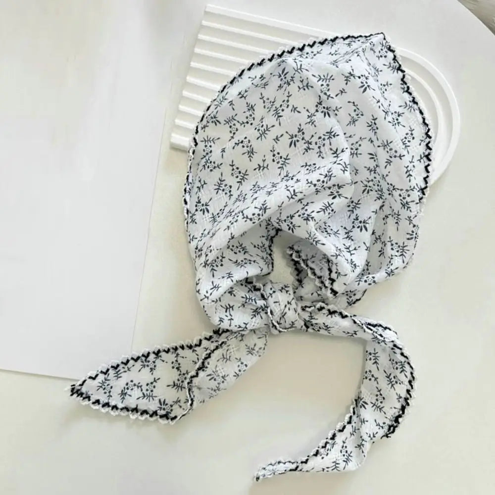 Hair Ties Lace Design Flower Neck Scarf French Style Headband Turban Head Wrap Gentle Triangle Hair Scarf Hair Styling Zpaxo