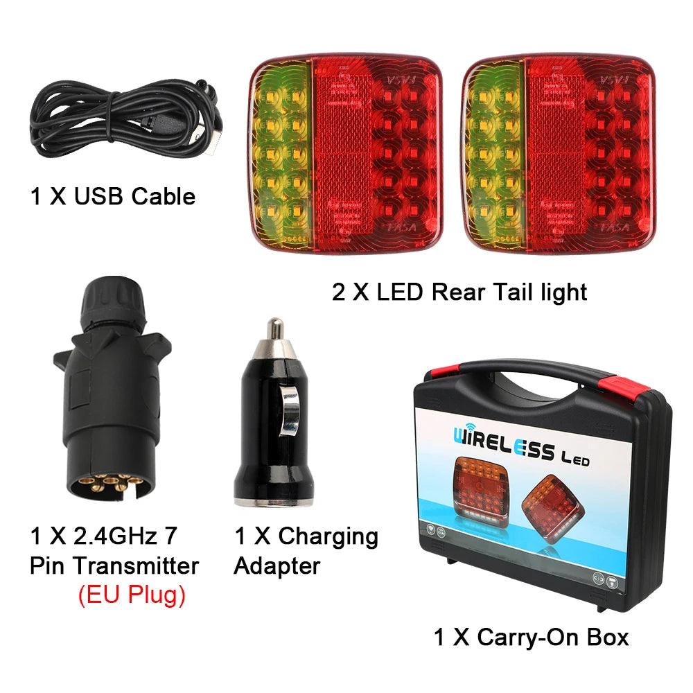 Trailer Rear Taillight Signal Warning Brake Lamp Magnetic Wireless