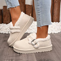 Women Boots Fashion Faux Fur Shoes for Women Winter Thick Bottom Non Slip Ankle Boots Warm Metal Belt Buckle Snow Boots Women Zpaxo Beige 37