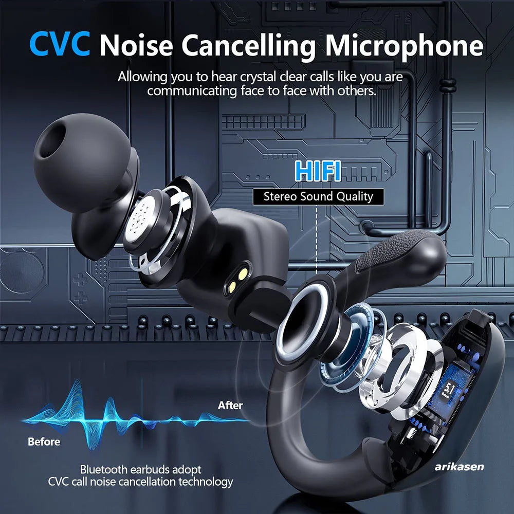 Wireless Earbuds Sport Bluetooth 5 3 Headphones Noise Cancelling Mic