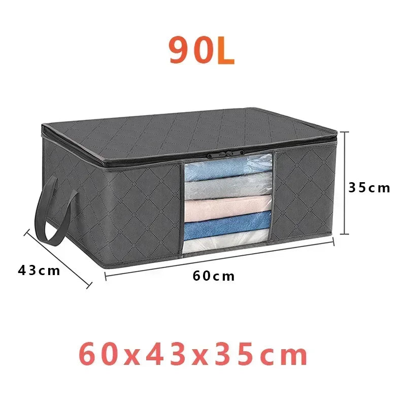 1/3pcs Large Capacity Clothes Storage Bag Organizer With Reinforced Handle For Blanket Comforters Bed Sheets Pillows Toy Zpaxo 90L 1PC