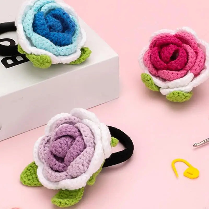 Flower Hairband Crochet Needle Knitting Handmade Hair Ropes Starter
