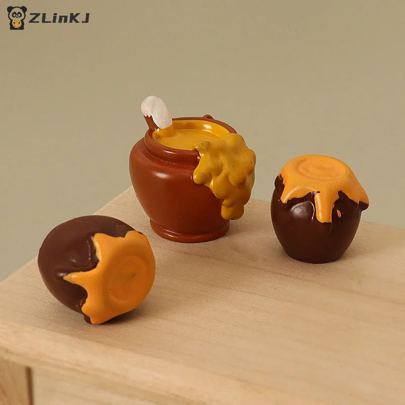 ▶3Pcs 1/12 Dollhouse Simulation Honey Jar Set Dollhouse Miniature Kitchen Food Decoration Dolls House Accessories Zpaxo
