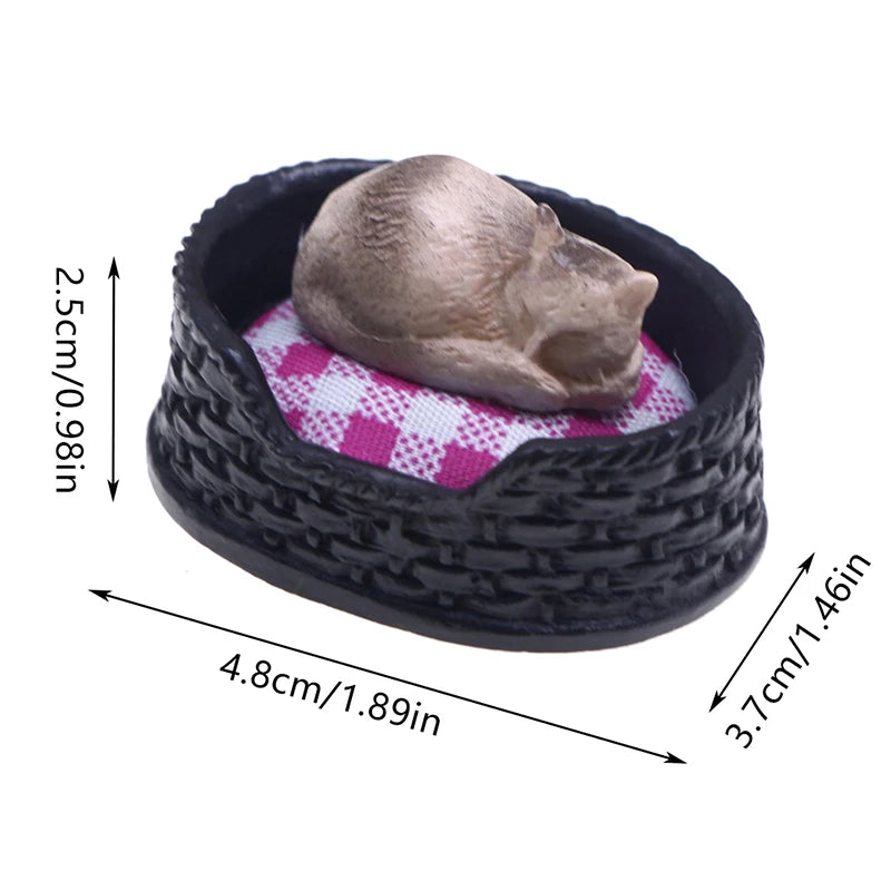 ▶1/12 Dollhouse Simulation Mini Cat Bed Model Dollhouse Living Room Pet Decoration Accessories Micro Scene Construction Props Zpaxo 1Pc