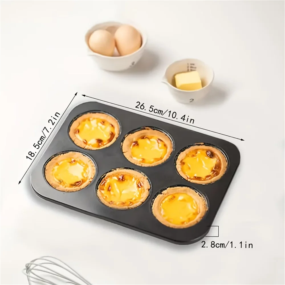 4 6 12-Cavity Black Carbon Steel Non-stick Muffin Pan Baking Pans Zpaxo 6 Holes