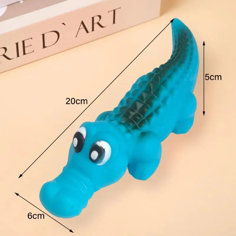Interactive Games Squeaky Rubber Crocodile Dog Toy Durable Chew Play Zpaxo A4