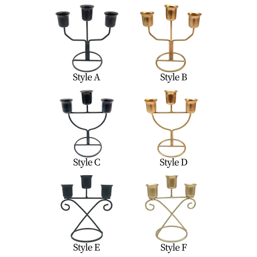 3-Arm Iron Candle Holder – Modern Candlestick Centerpiece Candle Holder Zpaxo