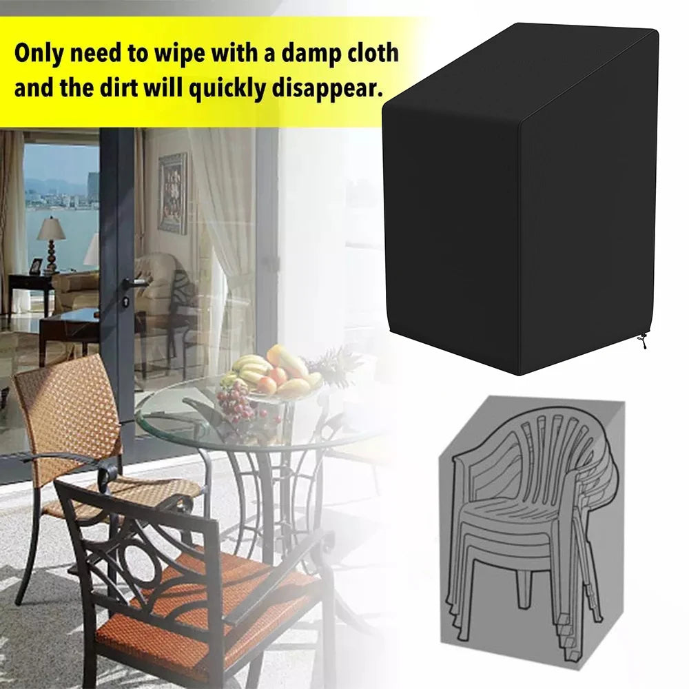 Stacked Patio Chair Dust Cover Outdoor Garden Patio Furniture Protector Cover Waterproof Dustproof Rain Cover Chair Organizer Zpaxo