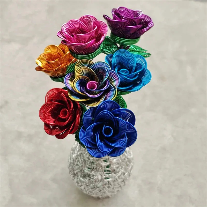 Aluminum Wire Eternal Rose Decoration Creative Love Artificial Flower
