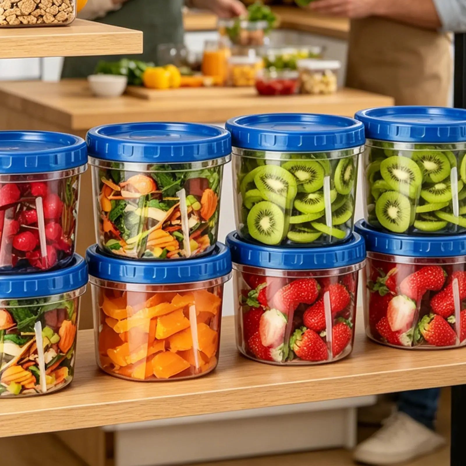 Freezer Containers Airtight Lids Stackable Round Food Storage