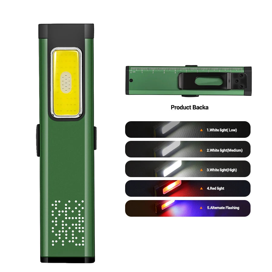 ZHIYU 800LM Rechargeable Pocket Flashlight – 6 Modes, COB+XPE