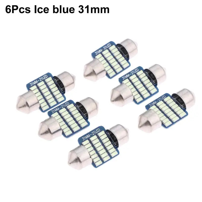 6-Pack C5W Canbus Festoon LED Bulbs 39mm 6500K White 300LM