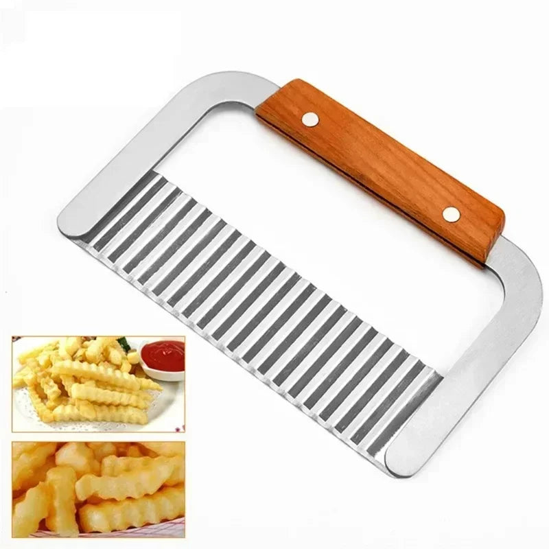Crinkle Cut Wavy Slicer – Stainless Steel Potato & Veggie Cutter Crinkle Cut Slicer Zpaxo