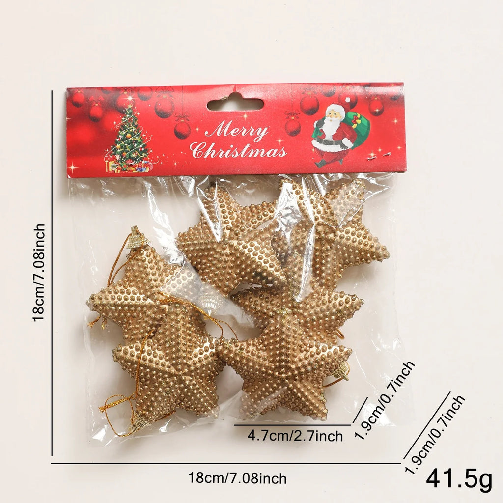 Gold Glitter Pine Cone & Star Christmas Tree Ornaments