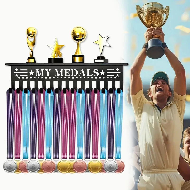 Medal Hanger Display Rack Wall Mount Metal Trophy Ribbons Medals