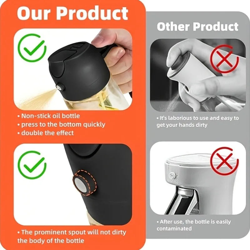 2-in-1 470ml Glass Oil Injection Bottle Fuel Injector Oil Bottle Oil Tank Barbecue Kitchen Baking Roast Picnic Kitchen Worker to Zpaxo