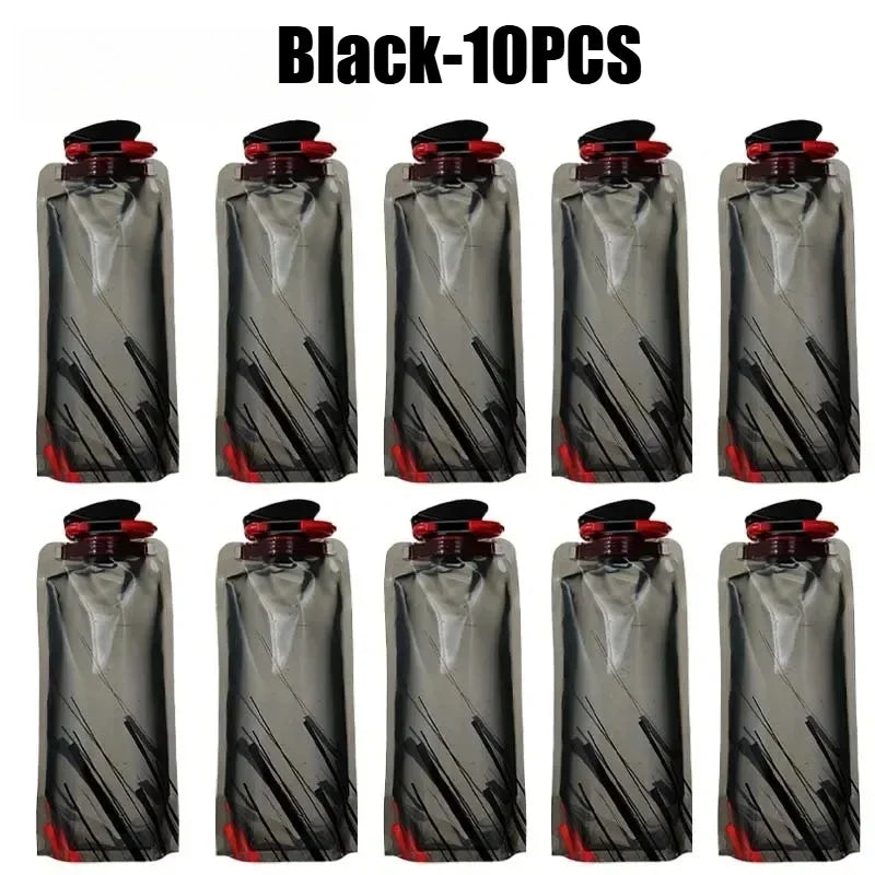 Collapsible Water Bottle Flexible Reusable Travel Kettle Carabiner Zpaxo Black-10PCS 700ML