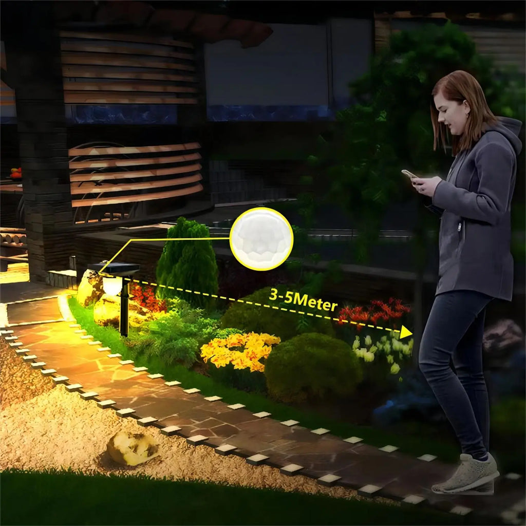 1-4PC Solar Landscape Spotlights Garden Motion Sensor Pathway Lights 3 Modes Waterproof Wall Lamp Patio Lawn Walkway Decor Zpaxo