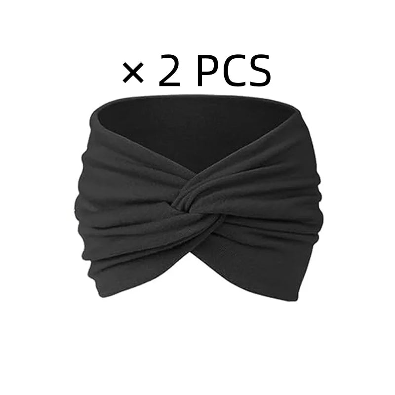 Sports headband for ladies, wide yoga elastic headband, running hair band, sports hair accessory, headwear Zpaxo black
