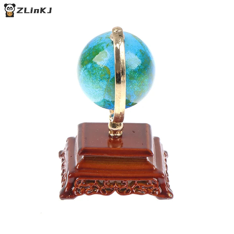▶1PCS Mini Metal 1:12 Vintage Blue World Globe Miniature Dollhouse Furniture Zpaxo