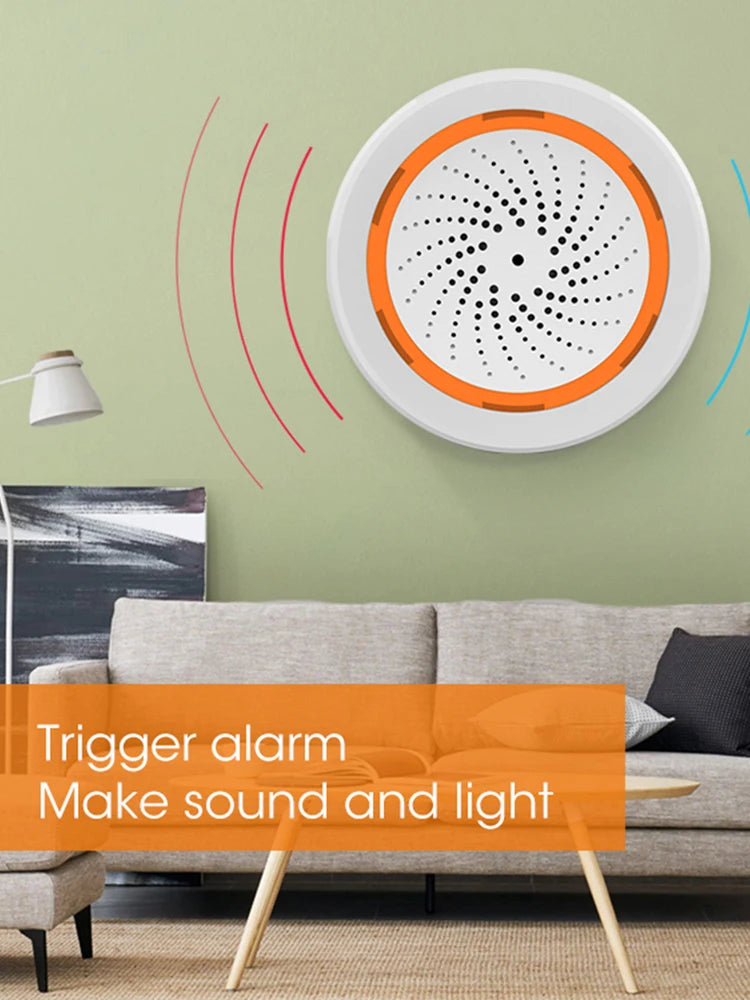 USB Sound Light Sensor Tuya Zigbee 90dB Smart Alarm Siren App Remote