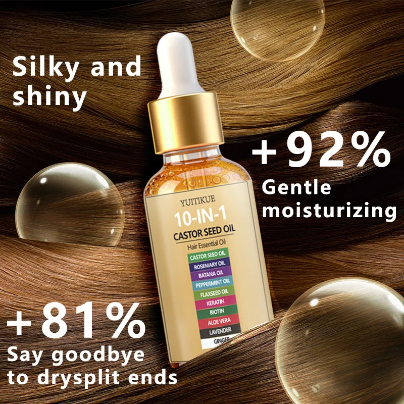 YUITIKUE Castor Oil Hair Serum – 10 Natural Oils Blend, 30ml Hair Oil Serum Zpaxo