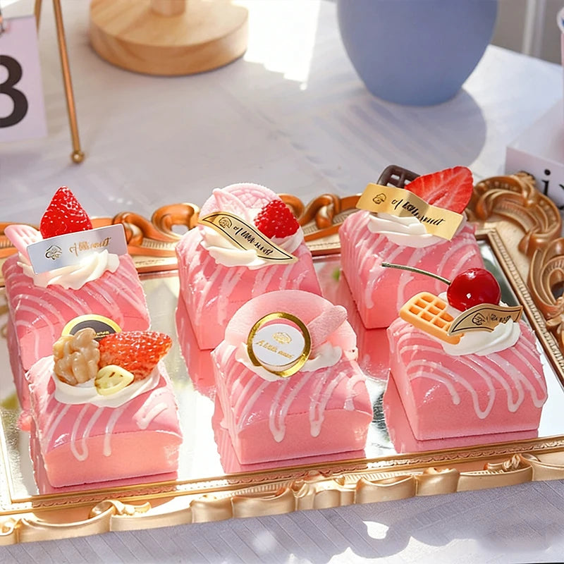 Realistic Artificial Cake Fake Model Pink Simulation Dessert