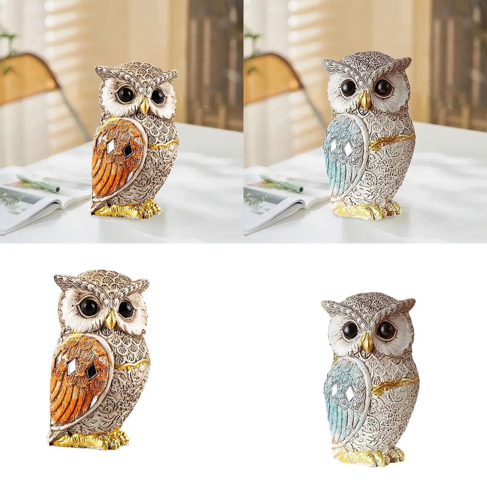 Owl Statue Shelf Decor Office Ornament Bedroom Modern Table Desk Cute Living Room Gift for Birds Lovers Sculpture Decoration Zpaxo