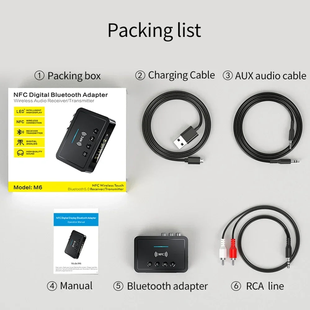 NFC Bluetooth-compatible 5 0 Receiver Transmitter Wireless Adaper AUX Zpaxo
