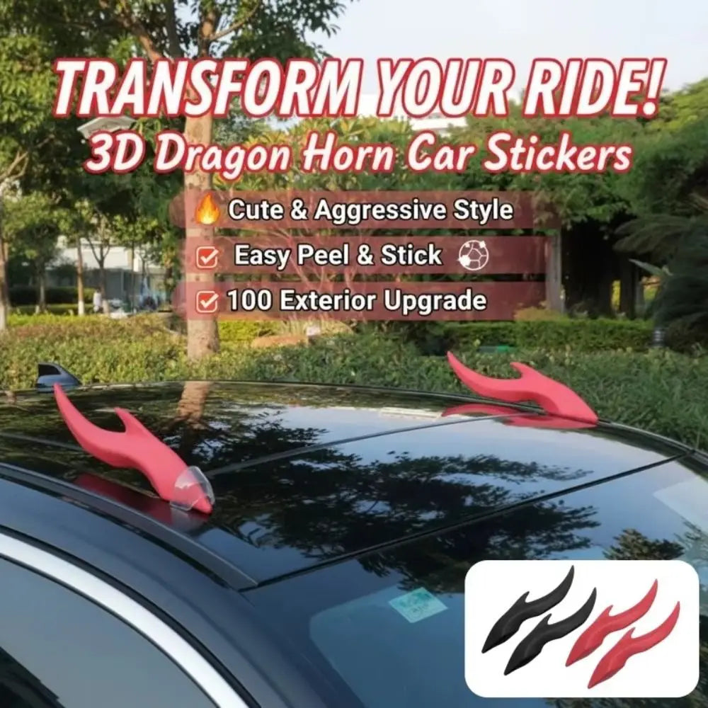 3D Stereo Dragon Horn Sticker Self-Adhesive Car Roof Decoration Universal Elasticity Silicone Fit Auto Ornaments Zpaxo