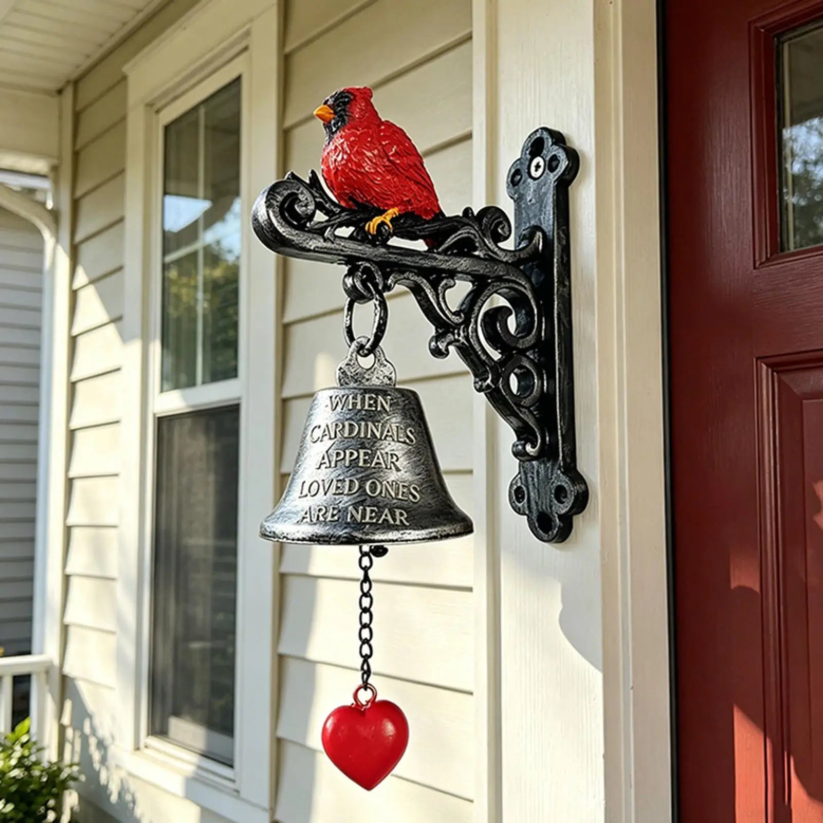 Outdoor Dinner Bell Wall Mounted Retro Decoration Red Cardinal Bird