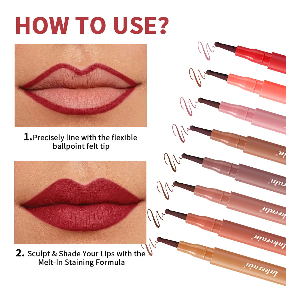 Lip Lingerie Long Lasting Waterproof Lip Liner Stain 8 Colors Transfer Proof Smudge Resistant Color No Bleed Formula Cosmetics Zpaxo