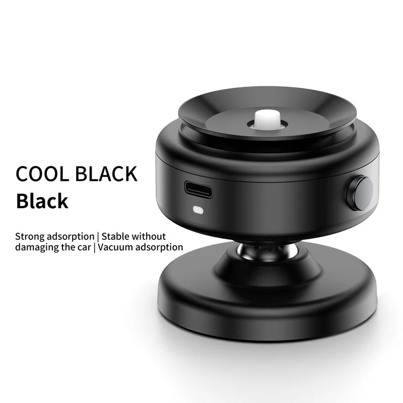 Car Magnetic Vacuum Phone Holder 360° Swivel Wireless Charging Bracket Dashboard Support GPS in Car For iPhone 14 15 Samsung Zpaxo Black Charger