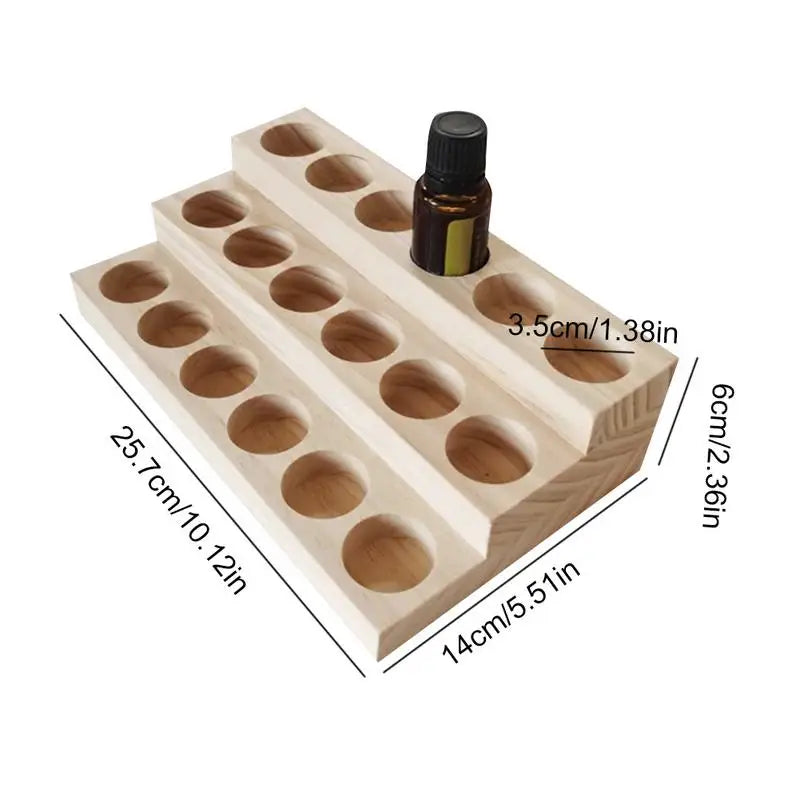 18 Slots Natural Wood Essential Oil Display Stands Holder Rack