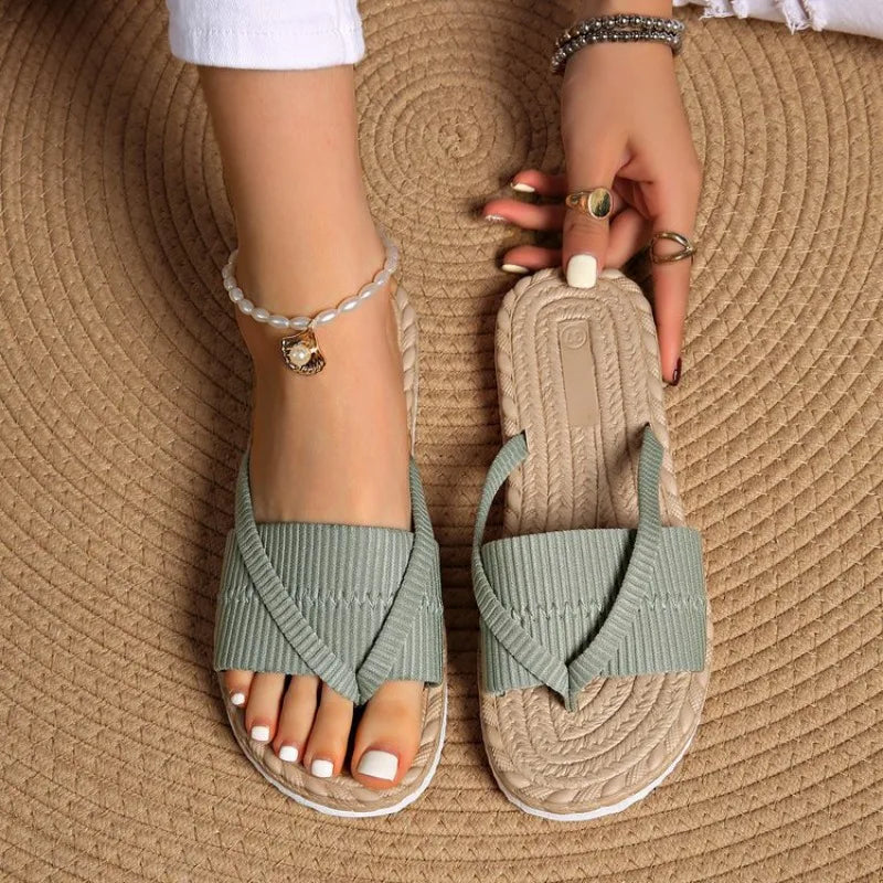 Women Flats Sandals Summer Comfortable Fashion Flip Flops Lightweight Zpaxo 43 light green