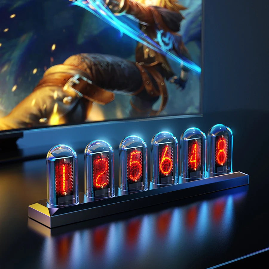 RGB Glow Tube Clock DIY LED Electronic Nightlights Silent Table Lamp Digital Watch Decoration for Home Desktop Decoration Zpaxo