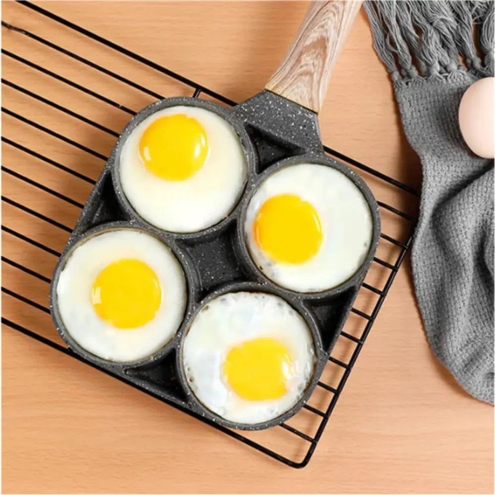 4 Hole Thickened Nonstick Egg Omelette Grilled Steak Cooking Pan Hamburger Bread Breakfast Maker Induction Cookware Omelet Pan Zpaxo