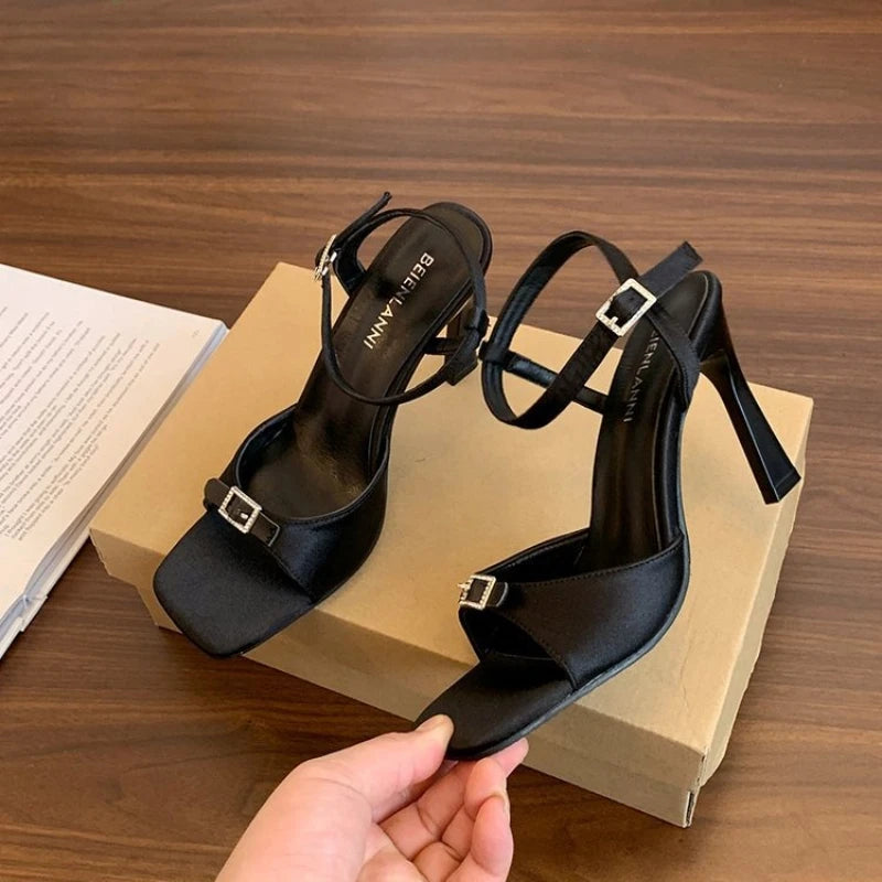 2025 Star Crystal Satin Strap Buckle Women Gladiator Sandals Fashion
