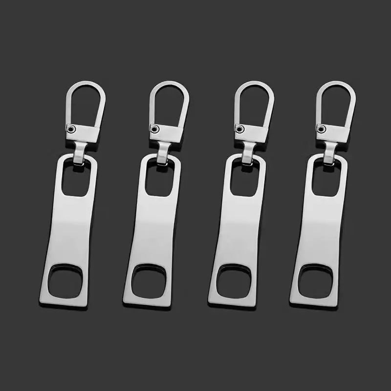 4pcs Two-Hole Zipper Pull Tabs – Detachable Metal Buckle, Replacement for Clothing & Schoolbags Zpaxo