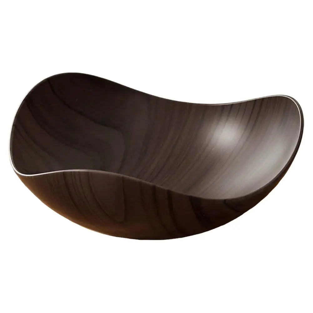 Wood Grain Plastic Serving Bowl – Fruit Salad Candy Party Dish Serving Bowl Zpaxo Black
