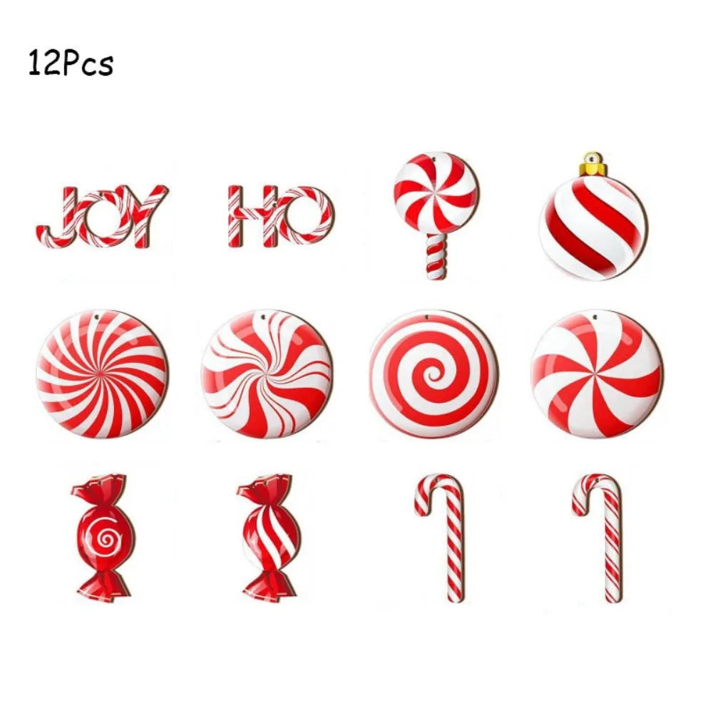 Wooden Candy Cane Christmas Ornaments – 12/24-Pack DIY Decor Christmas Ornaments Zpaxo A 12Pcs