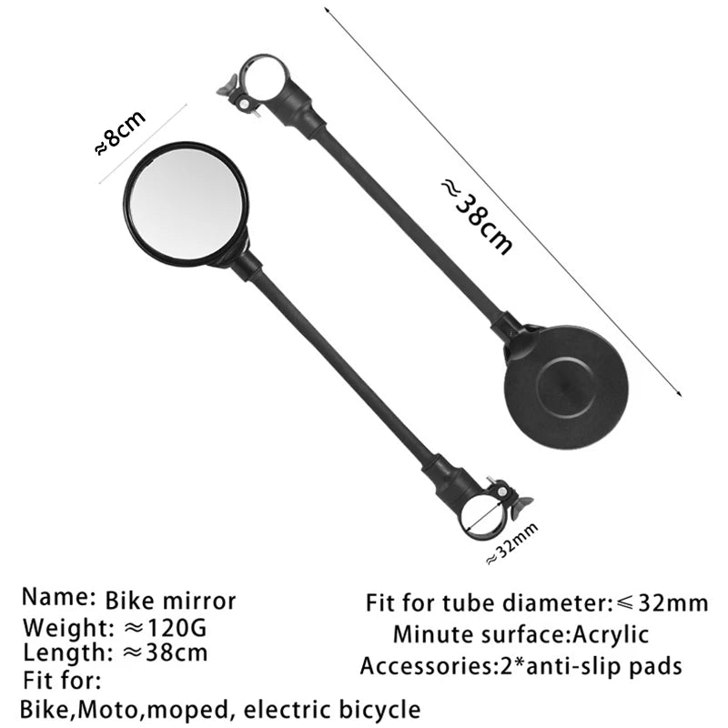 1PC Bicycle Rearview Handlebar Mirrors 360 for Mountain Road Bike Motorcycle Bendable Hose Adjustable Rearview Mirror Zpaxo
