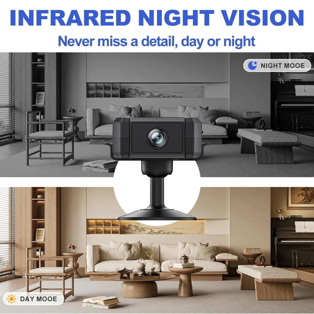 4K Mini Camera Indoor Security Night Vision 4H Battery Life Motion
