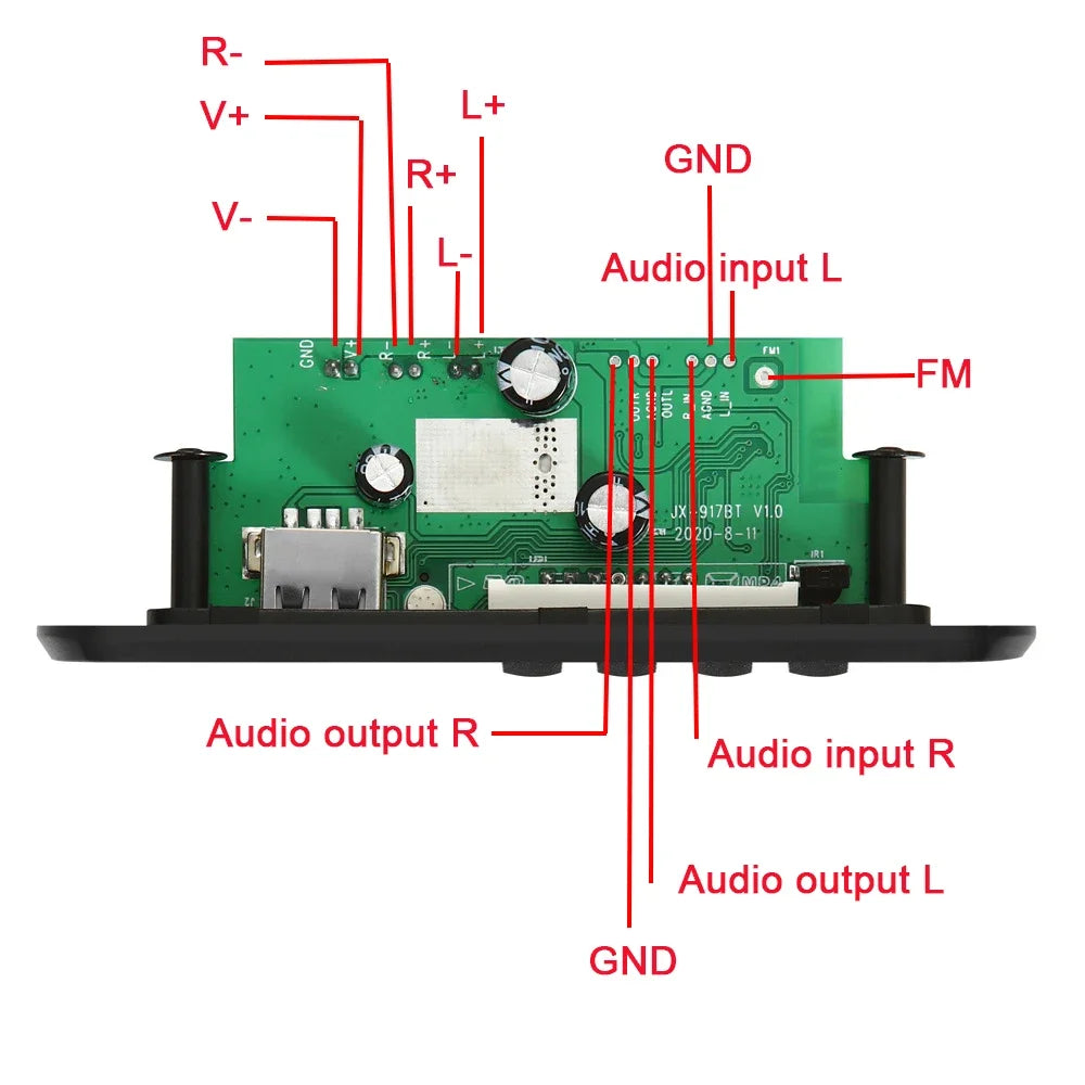 50W Amplifier MP3 Decoder Board DC 9V 12V BT5.0 Car MP3 Player USB Recording Module FM AUX Radio For Speaker Handsfree Zpaxo