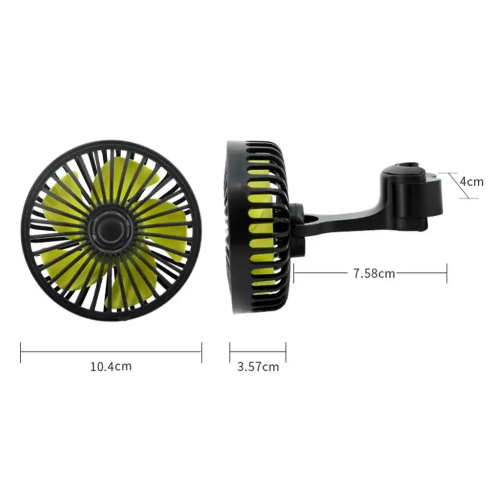 3-speed Adjustable Car Back Seat Fan USB 5 Blades Auto Headrest Zpaxo