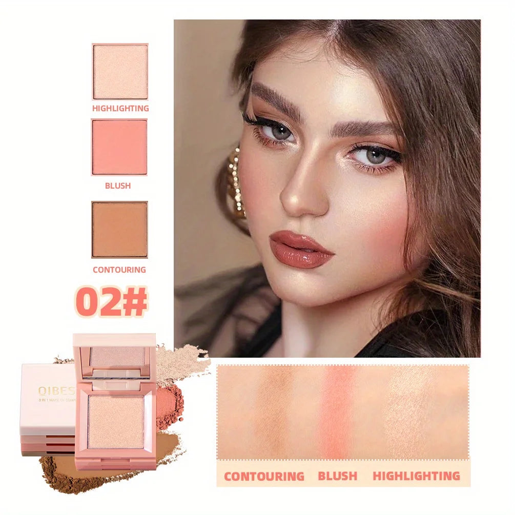 3 In 1 Matte Highlighter Blush Palette Blush Eyeshadow Face Cosmetics Makeup Palette Female Multifunctional Palette Zpaxo 02