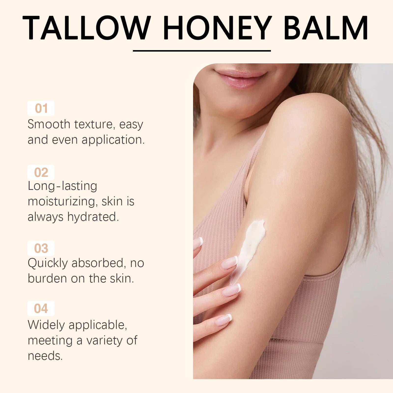 Whipped Beef Tallow Honey Balm Face & Body Moisturizer 60g Tallow Face Cream Zpaxo