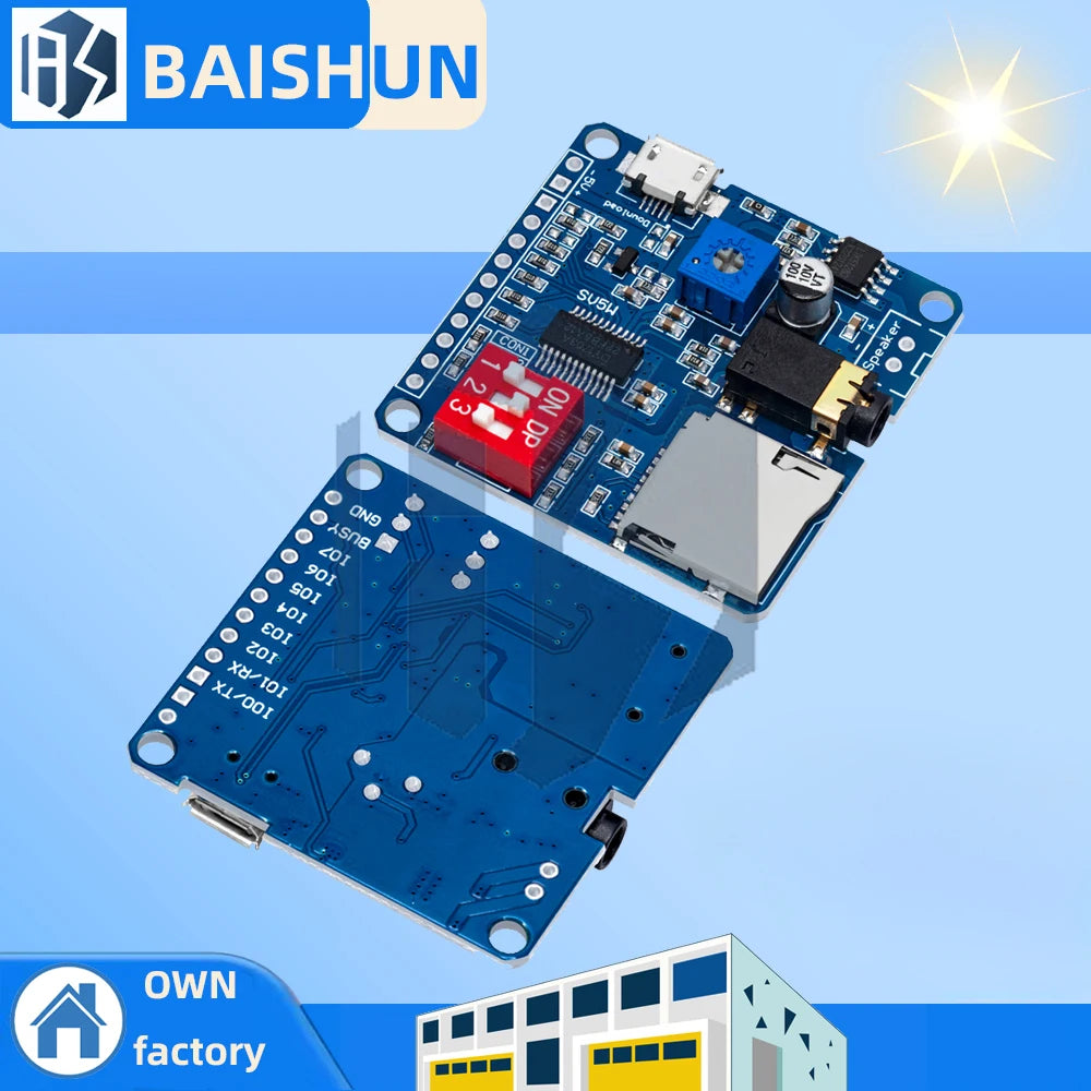 5W Class D MP3 Amplifier Module, SD TF Card UART Serial Control Audio Board for Arduino Zpaxo